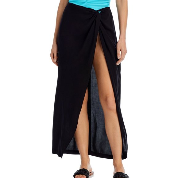 Aqua Swim Women's Sarong Beachwear Skirt Cover-Up Swimsuit Black M/L B4HP - Picture 1 of 2